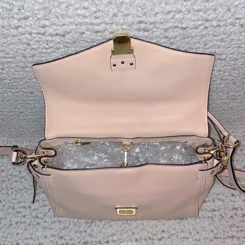 Michael Kors Bristol Studded Leather Satchel Crossbody Purse Shoulder Bag Pink - Picture 14 of 16
